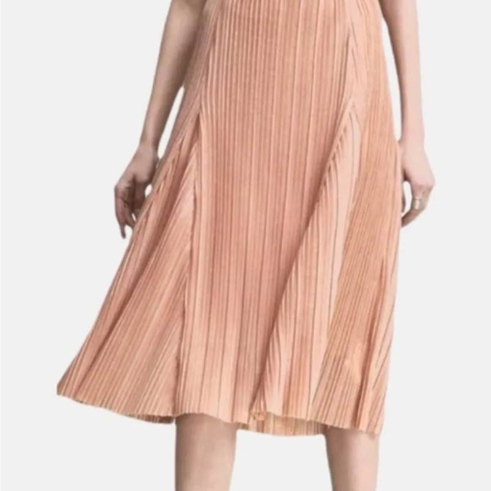 Anthropologie Maeve Pleated Midi Skirt in Peach gold pink small